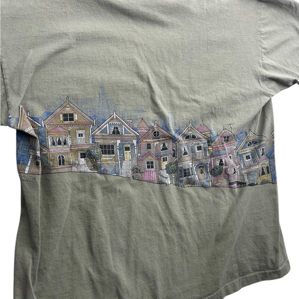 Vintage San Francisco Victorian Houses Graphic T-Shirt XL Made in USA - Picture 5 of 6
